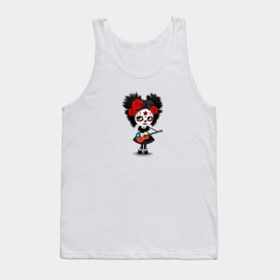 Sugar Skull Girl Playing Chilean Flag Guitar Tank Top